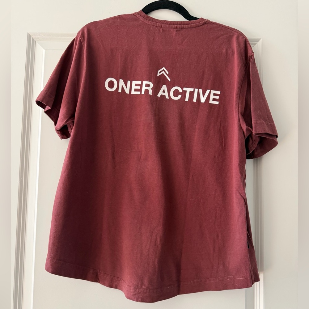 Oner Active Short Sleeve Tee in Maroon with White Logo - Picture 2 of 2